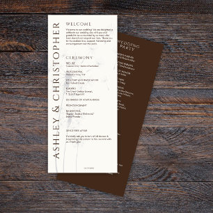 Elegant Modern Walnut Brown Wedding Programme
