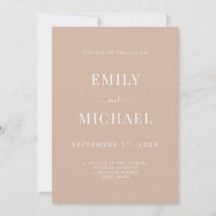 Elegant Modern Warm Beige Classy Wedding Invitation