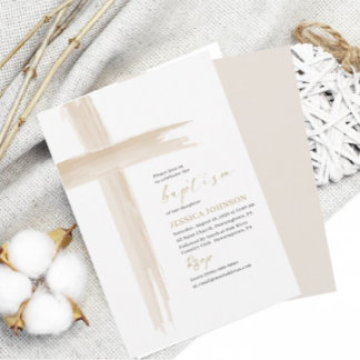 Elegant Modern Watercolor Baptism Cross Invitation