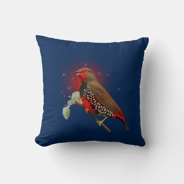 Elegant Modern Watercolor Bird  Blue  Cushion (Front)