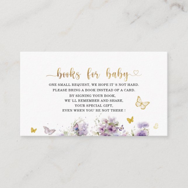 Elegant Modern Watercolor butterfly isses baby sho Enclosure Card (Front)