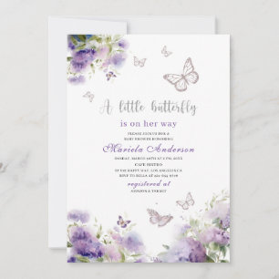 Elegant Modern  Watercolor Butterfly kisses Baby S Invitation