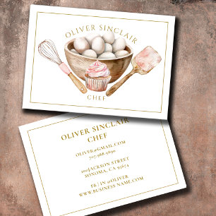 Elegant Modern Watercolor Chef Business Card