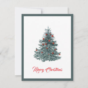 Elegant Modern Watercolor Christmas Tree Holiday Card