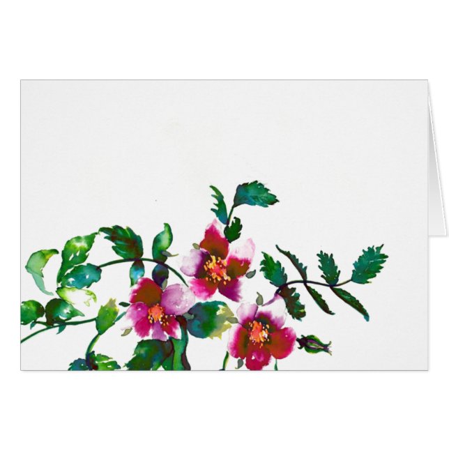 Elegant modern watercolor dark pink wildflowers (Front Horizontal)