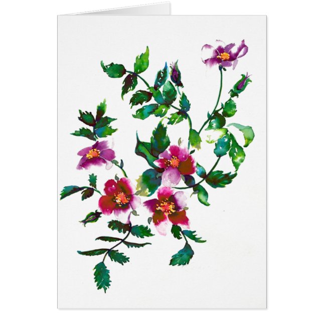 Elegant modern watercolor dark pink wildflowers (Front)