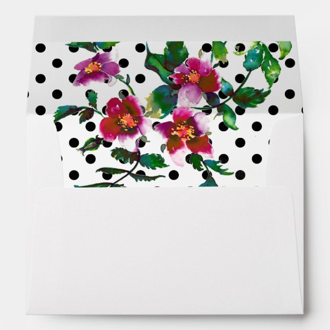 Elegant modern watercolor dark pink wildflowers envelopes (Back (Bottom))
