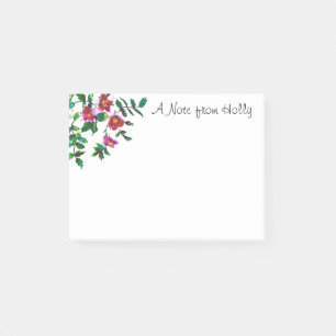 Elegant modern watercolor dark pink wildflowers post-it notes