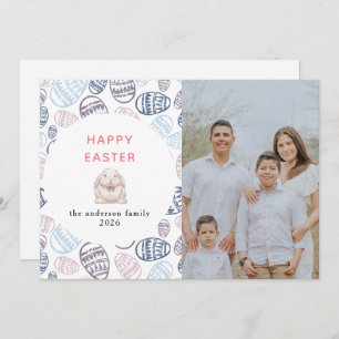 Elegant Modern Watercolor Eggs Happy Easter Photo Holiday Card