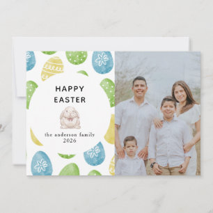 Elegant Modern Watercolor Eggs Happy Easter Photo Holiday Card