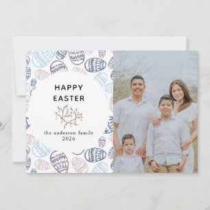 Elegant Modern Watercolor Eggs Happy Easter Photo Holiday Card