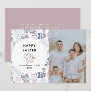 Elegant Modern Watercolor Eggs Happy Easter Photo Holiday Card
