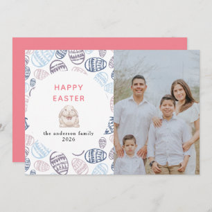 Elegant Modern Watercolor Eggs Happy Easter Photo Holiday Card