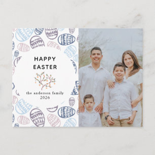 Elegant Modern Watercolor Eggs Happy Easter Photo Holiday Postcard