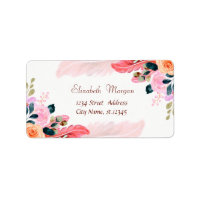 Elegant Modern  Watercolor  Flowers Feather