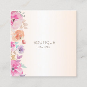 Elegant Modern ,Watercolor Flowers Square Business Card