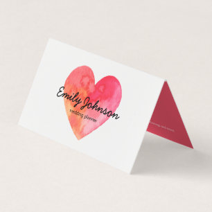 Elegant modern watercolor heart business card
