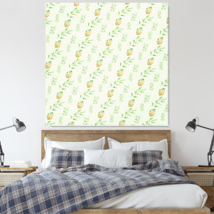 Elegant Modern Watercolor Leaves Pattern GREEN Canvas Print