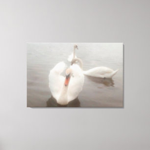 Elegant Modern Watercolors Art Swans On The Danube Canvas Print