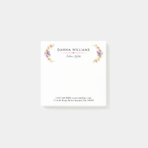 Elegant Modern Watercolors Floral Wreath Post-it Notes