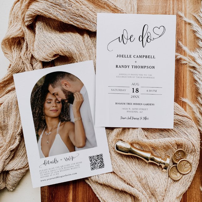 Elegant Modern We Do Wedding QR Code Arch Photo Invitation (Creator Uploaded)