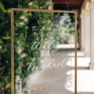 Elegant Modern Wedding Acrylic Welcome Sign