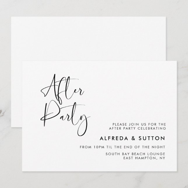 Elegant & modern wedding after party invitation (Front/Back)