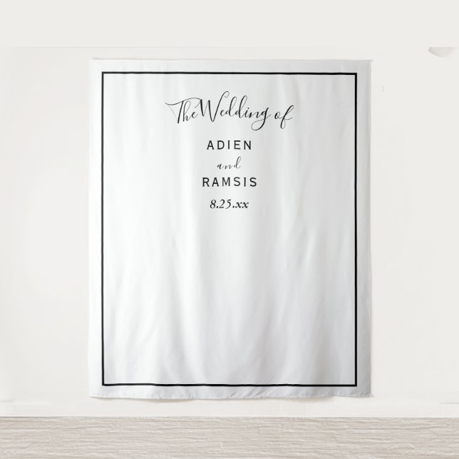 Elegant Modern Wedding Backdrop Tapestry (Front)
