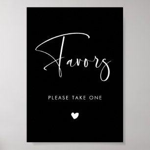 Elegant & Modern wedding Black Favours sign