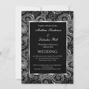 Elegant Modern Wedding Black White Invitation