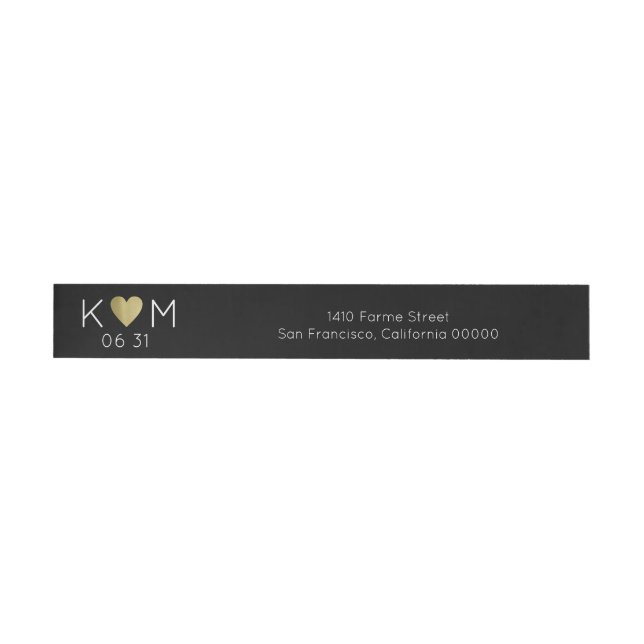 elegant & modern wedding black wraparound address label (Individual)