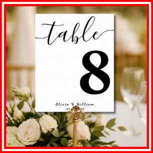 Elegant Modern Wedding Calligraphy Table Number Poster