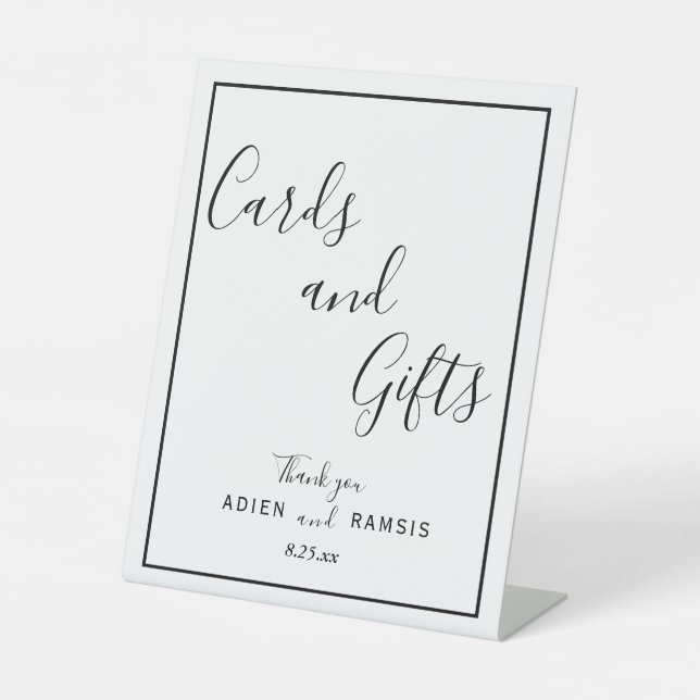 Elegant Modern Wedding Cards and Gifts Sign (Front)