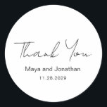 Elegant Modern Wedding Classic Round Sticker<br><div class="desc">Modern wedding thank you stickers featuring a clean and simple design.</div>