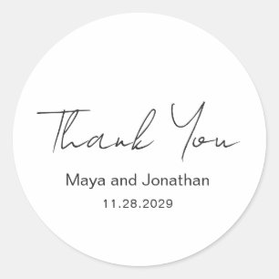 Elegant Modern Wedding Classic Round Sticker