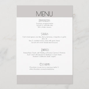 Elegant modern wedding classic script menu card