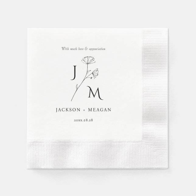 Elegant Modern Wedding Cocktail Paper Napkin (Front)