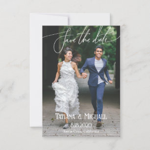 Elegant modern wedding day photo script budget save the date