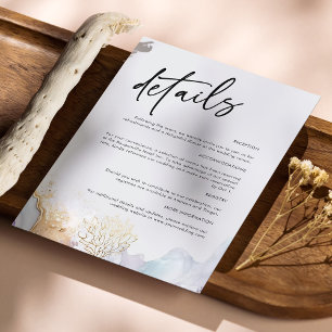 Elegant Modern Wedding Details Card with Script