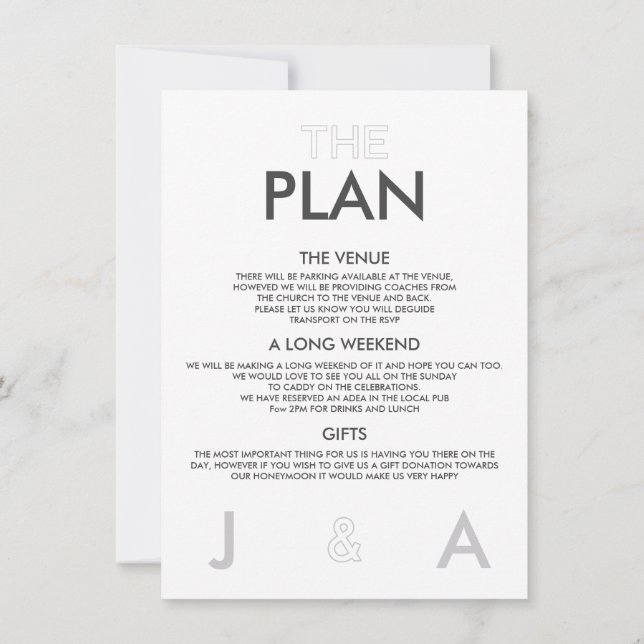Elegant Modern Wedding Details Invitation (Back)