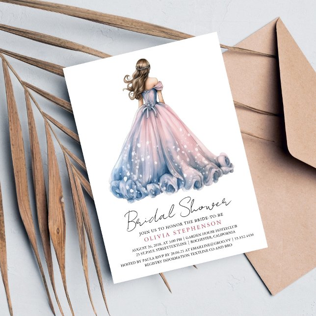 Elegant Modern Wedding Dress Bridal Shower Invitation (Creator Uploaded)