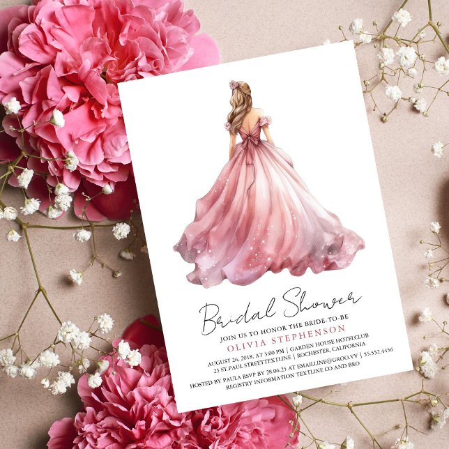 Elegant Modern Wedding Dress Bridal Shower Invitation (Creator Uploaded)