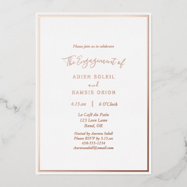 Elegant Modern Wedding Engagement Party Rose Gold (Front)