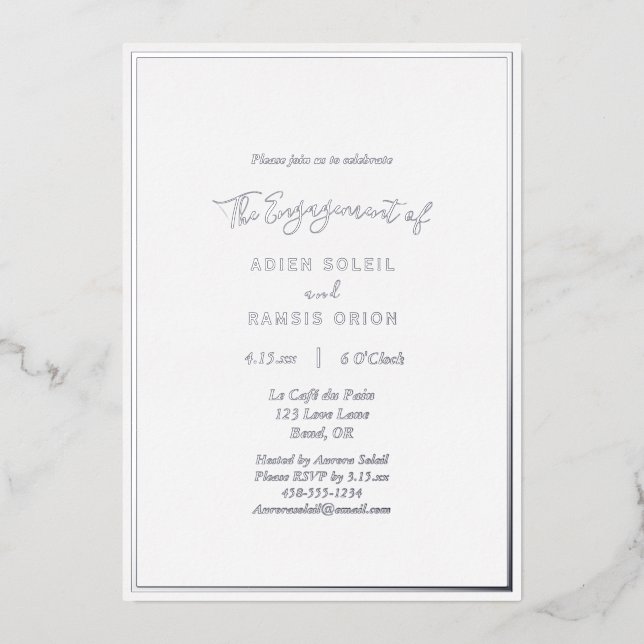 Elegant Modern Wedding Engagement Party Silver (Front)