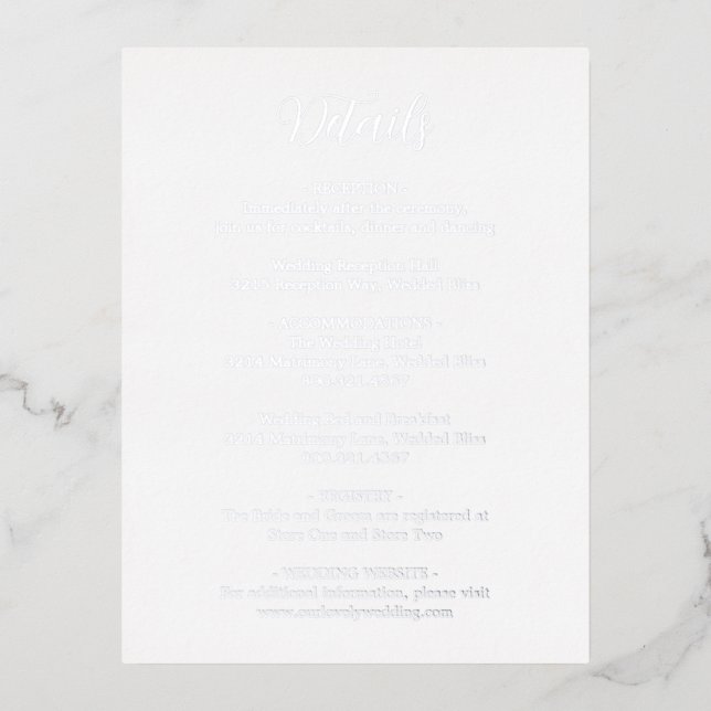 Elegant Modern Wedding Foil Enclosure Card (Front)