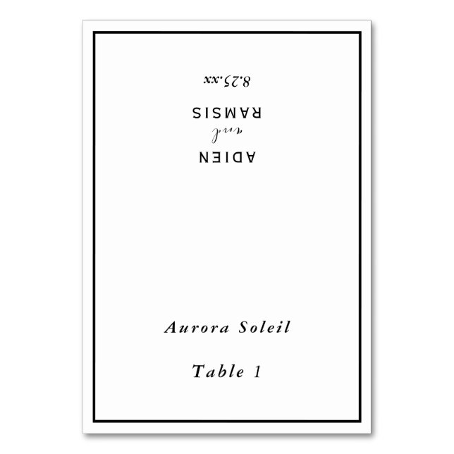 Elegant Modern Wedding Foldable Place Card (Front)