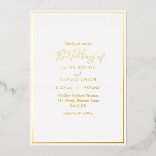 Elegant Modern Wedding Gold Foil Invitation (Front)