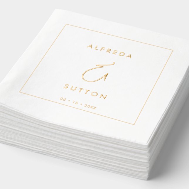 Elegant & Modern Wedding Gold Foil Napkins (Detail)