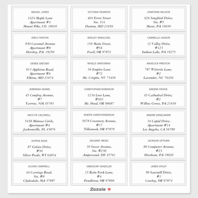 Elegant Modern Wedding Guest Address Labels (Sheet)