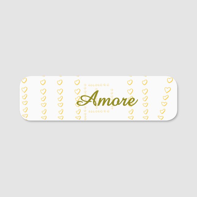Elegant Modern Wedding Heart Scroll  Name Tag (Front)